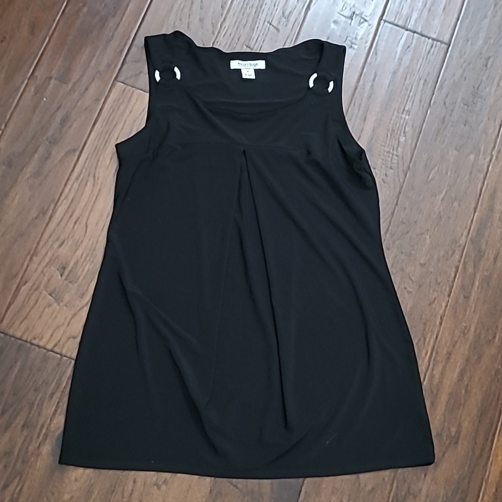 White House Black Market Black Sleeveless Top with White Contrast Detail size M